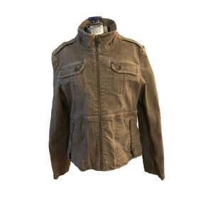 Women's FDJ French Dressing Jacket Size L Brown Semi-Fitted